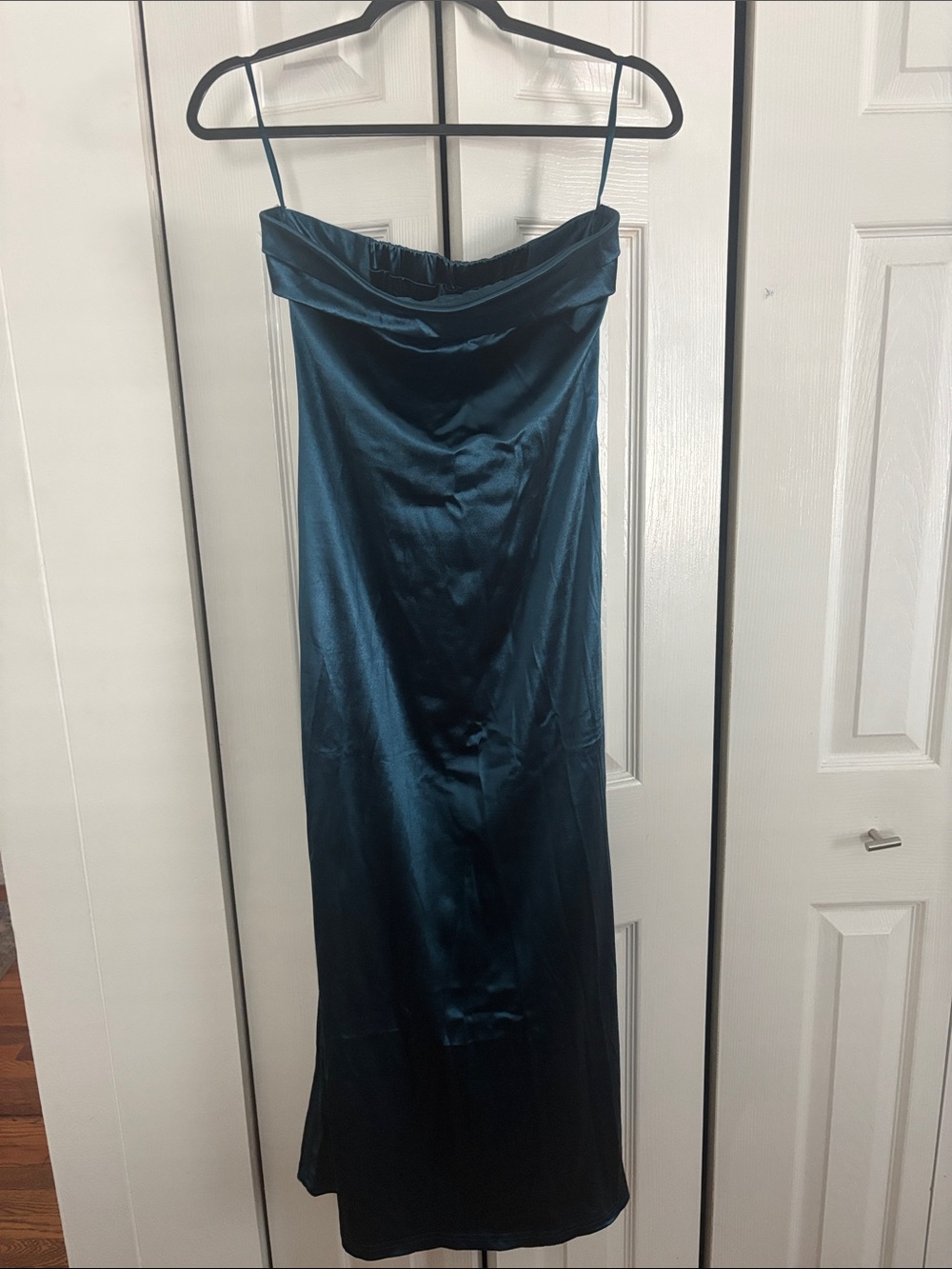 Satin Slip Maxi Dress in Teal